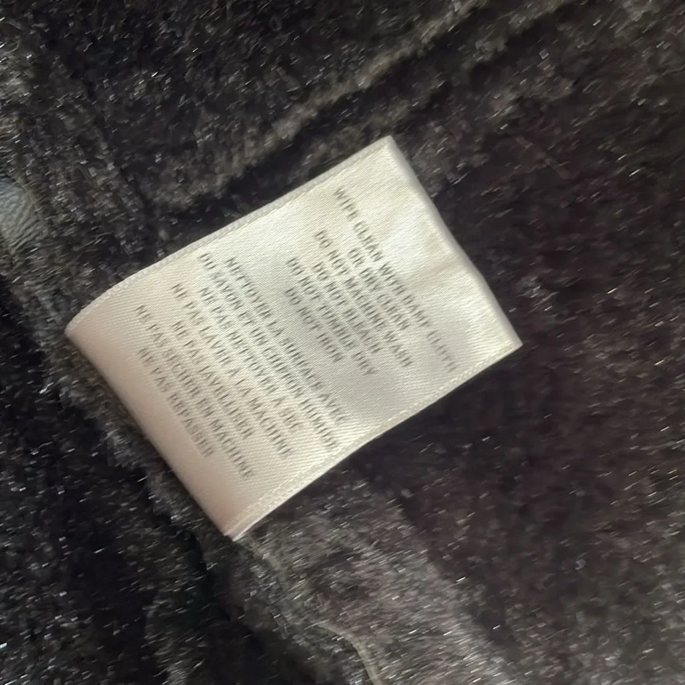 BLANKNYC Faux Shearling Drape Front Vest Shawl Small Faux Fur Lined Black NWOT